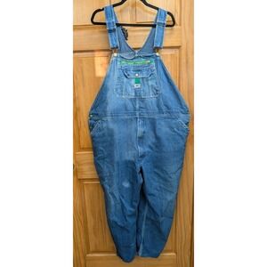 Vintage Liberty Blue Denim Bib Overalls Size 50 X 30 Font Zip Pocket